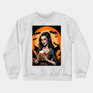 Vampire beer girl of Halloween Crewneck Sweatshirt